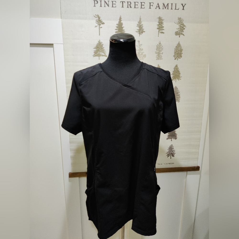 Infinity by Cherokee Black Women’s Scrub Top | V-Neck Mock Wrap | XL